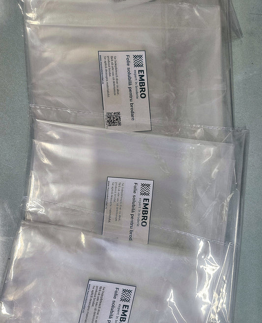 Folie solubilă pentru brodare – iese doar la abur (Hidrosolubil 30g), bucată 10m x 60cm